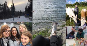 Collage: many from volunteering periods in Finland