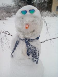A snowman made by an EVS volunteer in Finland.