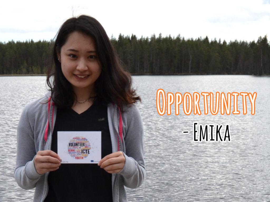 Emika Fuchigami from Japan volunteers in a folk high school in Finland.